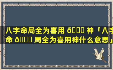 八字命局全为喜用 🐅 神「八字命 🐅 局全为喜用神什么意思」